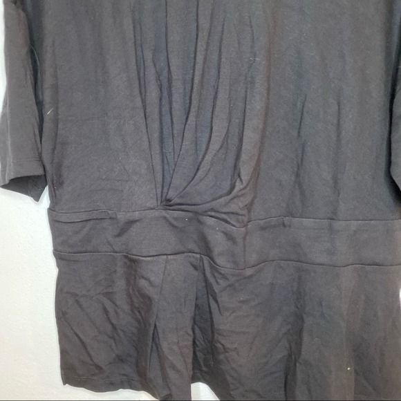 Eloquii Black Cross Cinch Front Black Short Sleeve Blouse Top - Picture 4 of 8